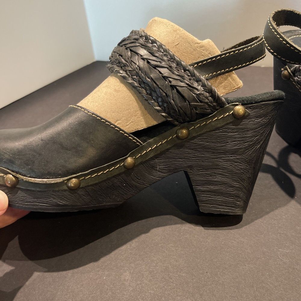Sbicca Vintage Collection‎ Faux Wood Platform Black Stud Boho Leather Platform - Picture 3 of 11